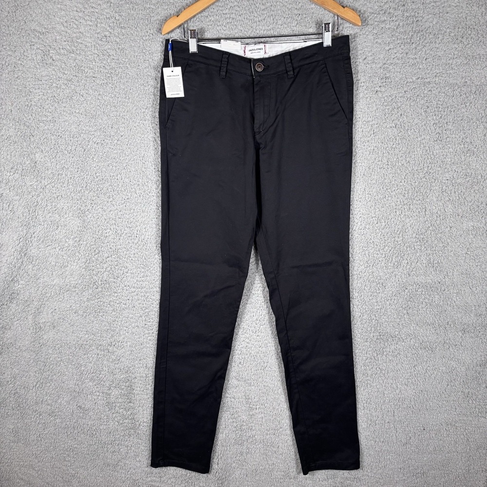 Jack & Jones Chinos Mens 32x34 Black Slim Fit Stretch Pants *New w/Tags*
